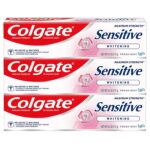 3-Pack Colgate Whitening Toothpaste for Sensitive Teeth, Enamel Repair and Cavity Protection, Fresh Mint Gel, 6 Oz